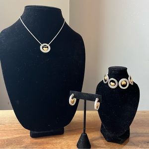 Brighton Silver and Gold Heart with Crystals- 4 -Piece set
